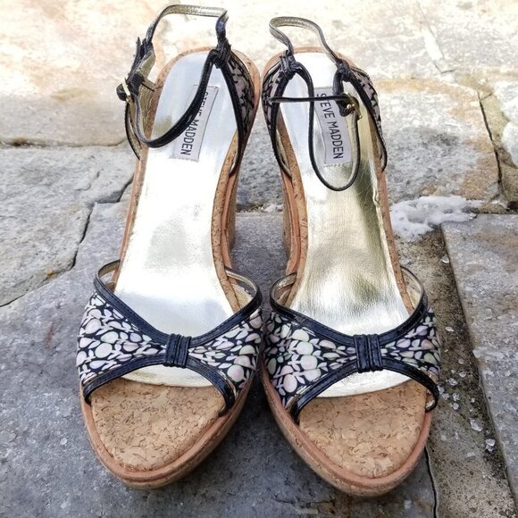 Steve Madden Lynbrook Cork Platform Wedge Sandals - Picture 3 of 12